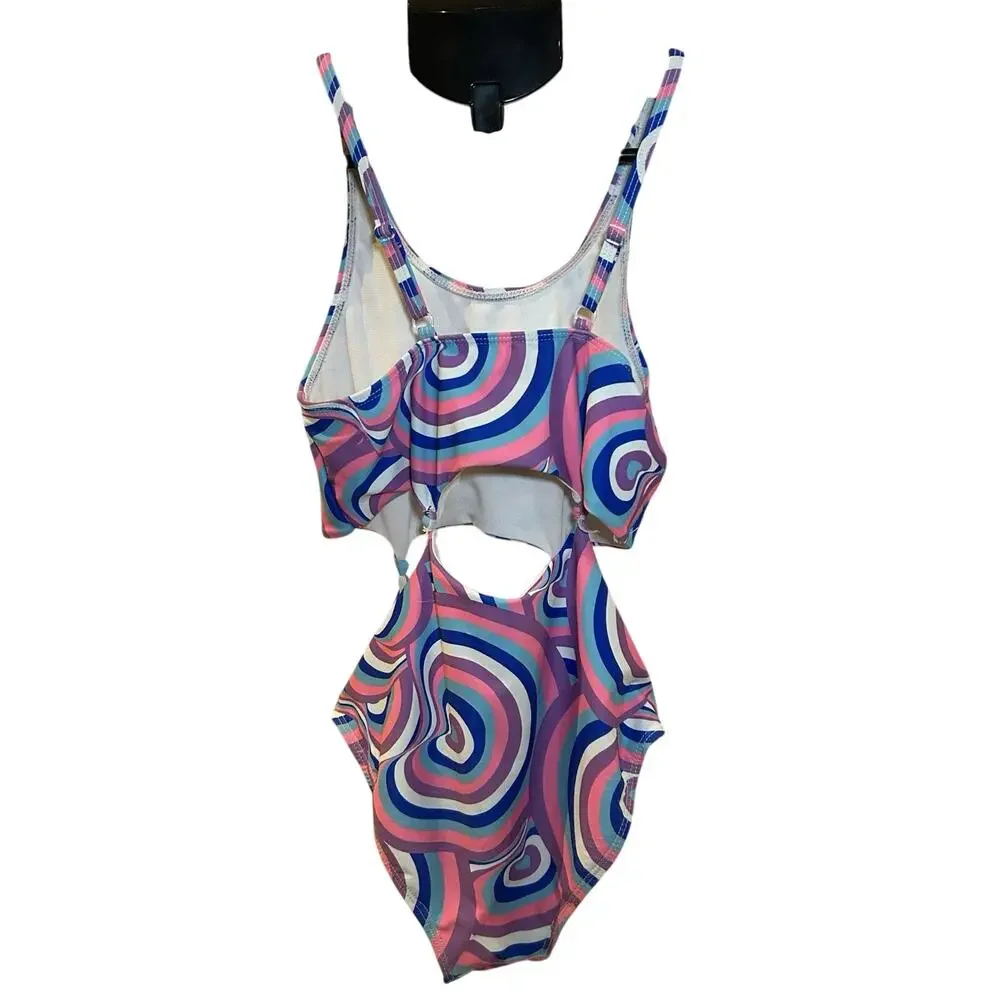 Dolphin Love Cut Out One Piece Swimsuit Girls size 10/12